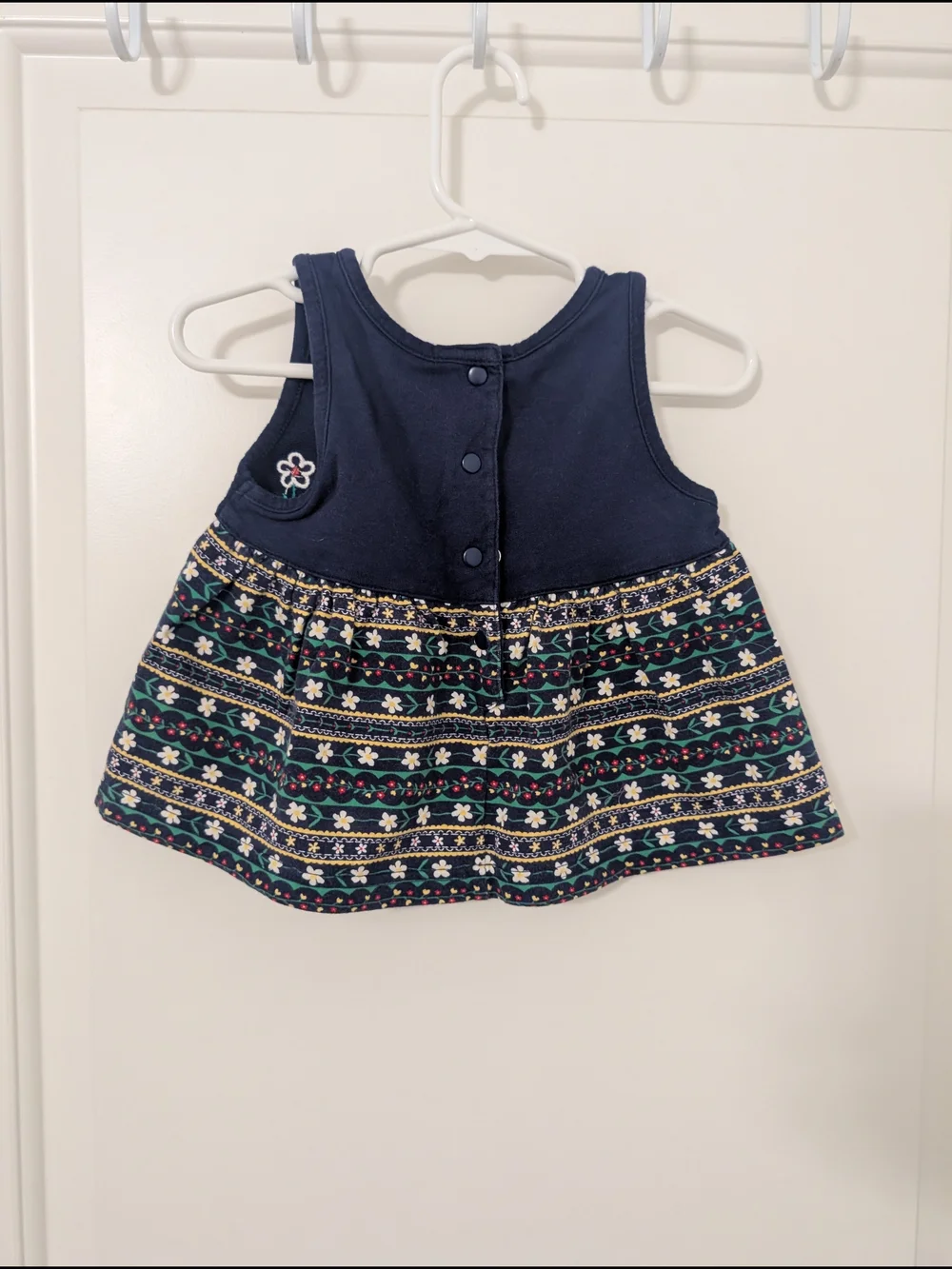 Vintage Gymboree Spectator Floral Dress Newborn Navy Daisy Cottagecore